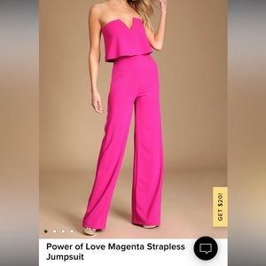 Hot pink strapless jumpsuit